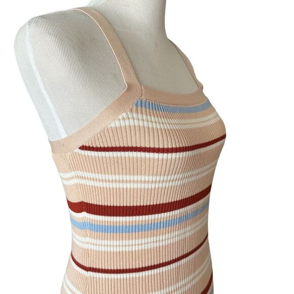 Hollister Neutral Minimalist Coastal Brown Striped Sleeveless Bodycon Mini Dress - Picture 5 of 6